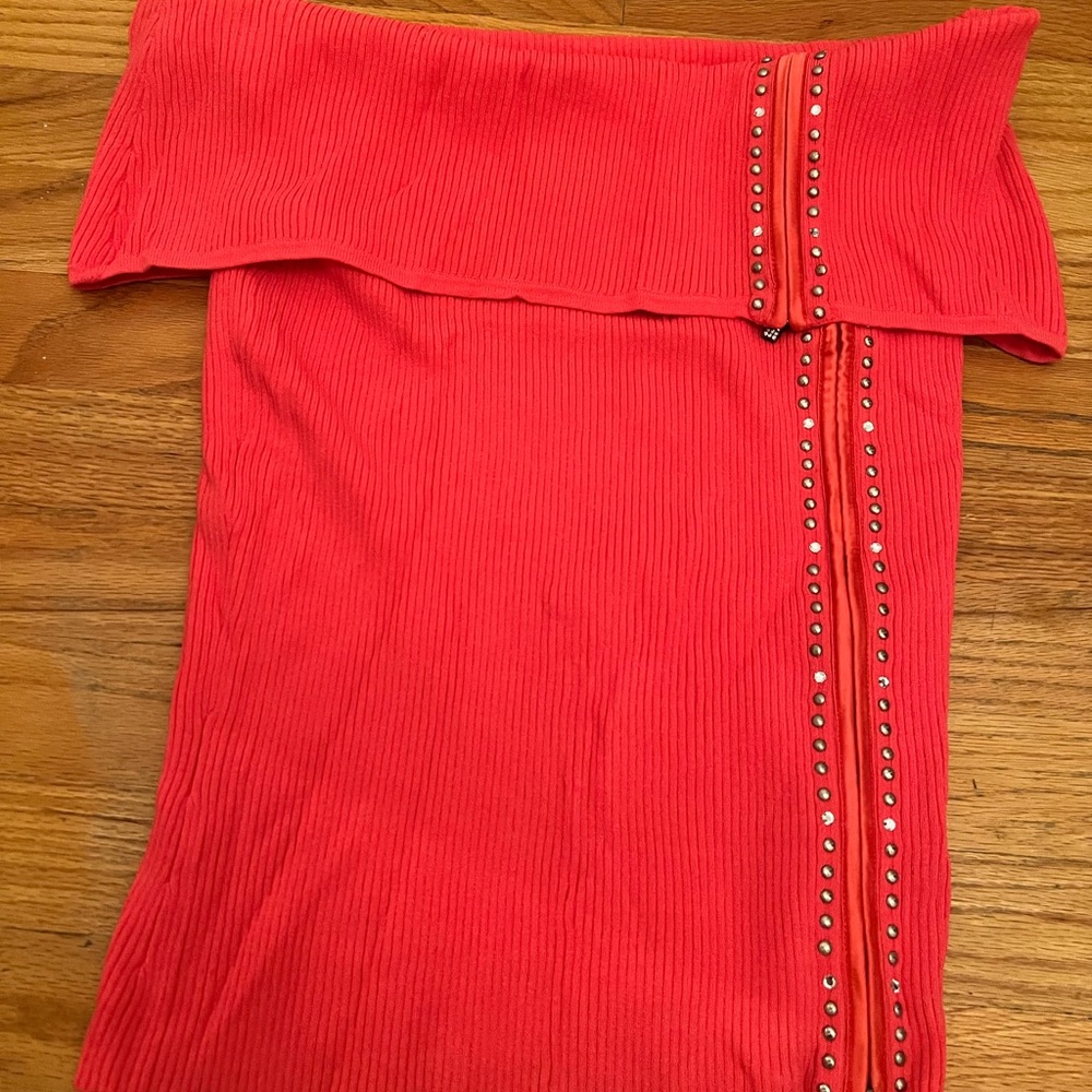 Cache Coral Off-the-Shoulder Sweater